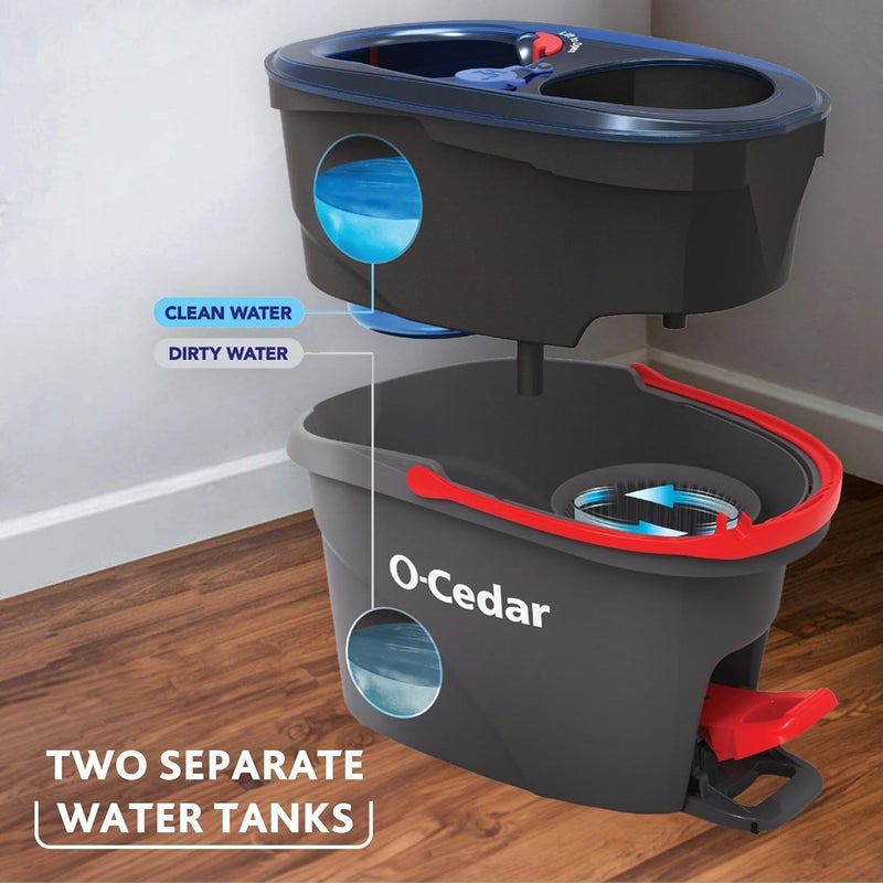 o cedar نظام تنظيف الأرضيات مع دلو وممسحة ميكروفايبر EasyWring RinseClean مع 2 إعادة تعبئة إضافية مع حزمة الحمضيات (حزمة متنوعة) - Image 5